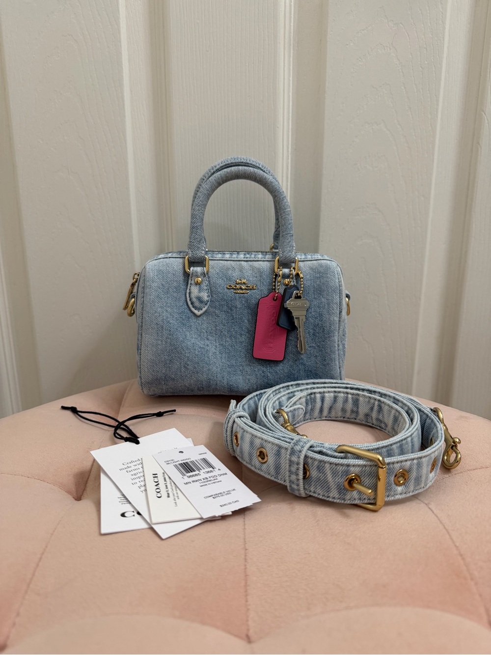 Coach Mini Rowan in Loved Denim - Picture 2 of 13